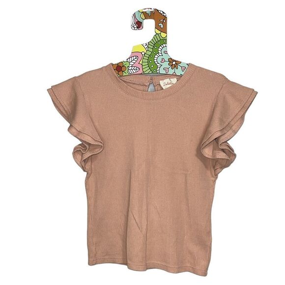 🚨 Anthropologie Deletta January Rose Flutter Sleeve Ribbed Top - Picture 4 of 12